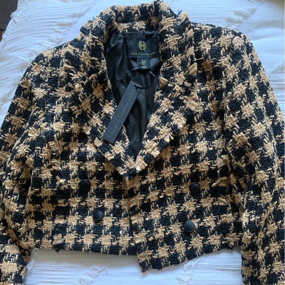 House of Harlow Cropped Boucle Jacket